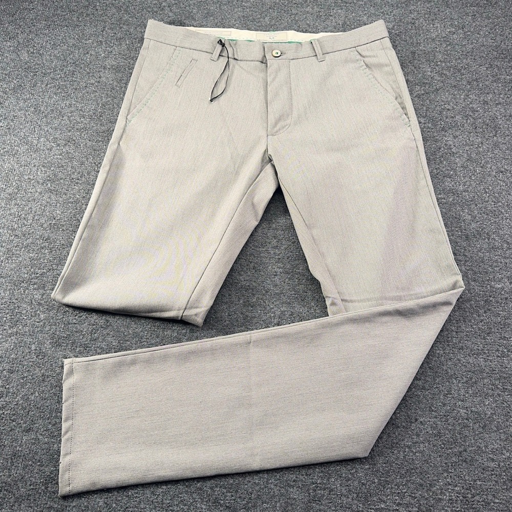 Zara Man Denim Couture Slim Fit Chinos Gray Micro Pattern Pants Mens 32x33